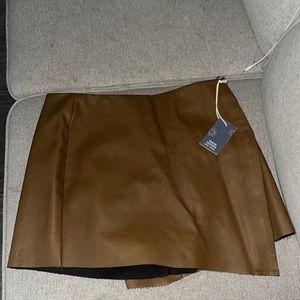 Brown vegan leather skirt